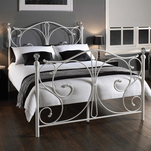 Florence Metal King Size Bed In White