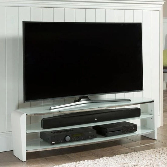 Francium Large Wooden TV Stand In Black With White Glass