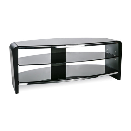 Francium Medium Wooden TV Stand In Black With Black Glass
