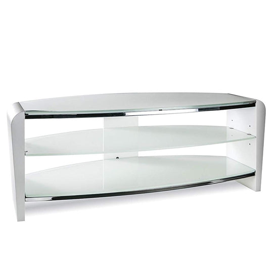 Francium Medium Wooden TV Stand In White With White Glass