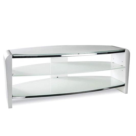 Francium Medium Wooden TV Stand In White With White Glass