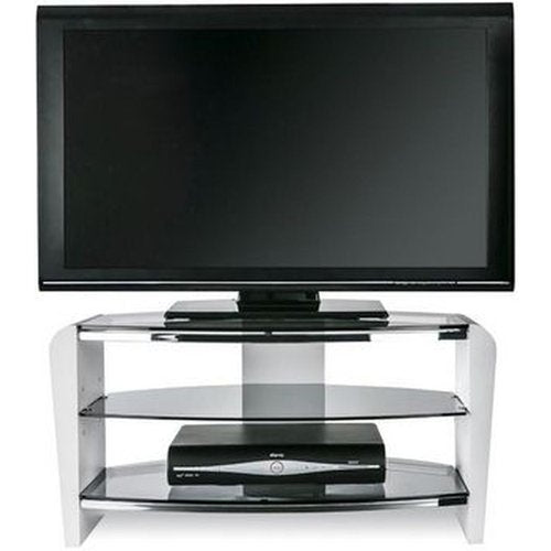 Francium Wooden TV Stand In Black With White Glass