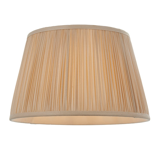 Freya Gathered Silk Fabric 12 Inch Shade With Matching Taped Edge In Oyster