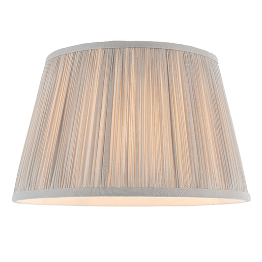 Freya Gathered Silk Fabric 12 Inch Shade With Matching Taped Edge In Silver