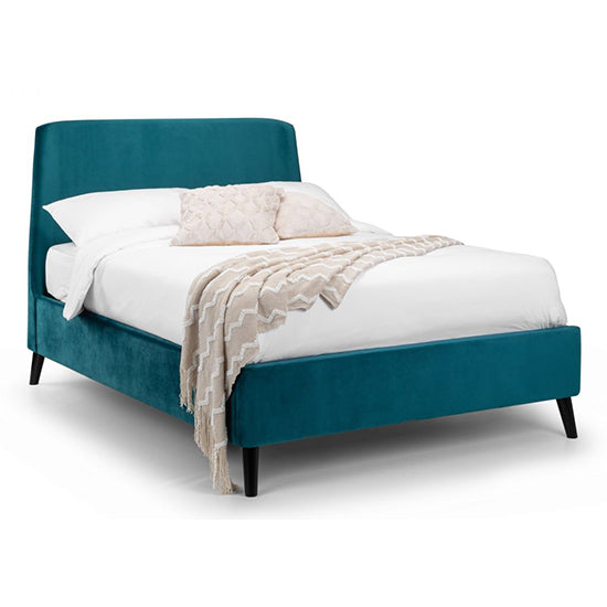 Frida Curved Velvet Double Bed In Teal