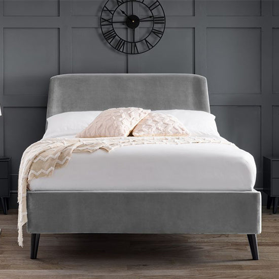 Frida Curved Velvet King Size Bed In Grey