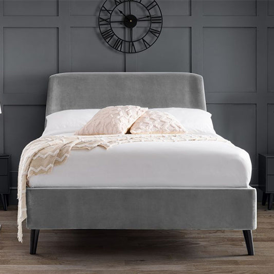 Frida Curved Velvet King Size Bed In Grey