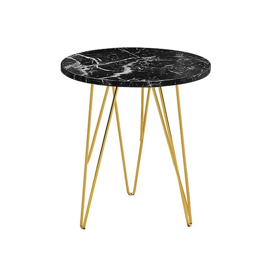 Fusion Black Marble Lamp Table In Gold Metal Legs