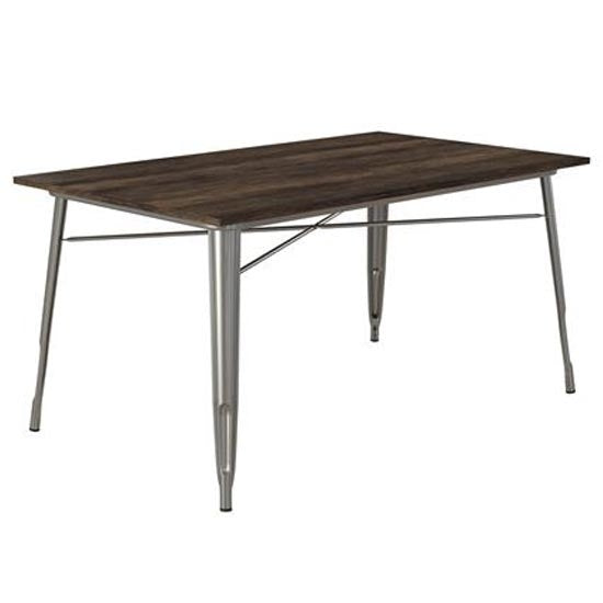 Fusion Wooden Rectangular Dining Table In Antique Gun Metal | Elegant ...