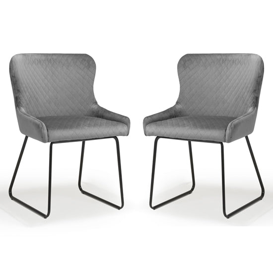 Galway Grey Brushed Velvet Dining Chairs In Pair