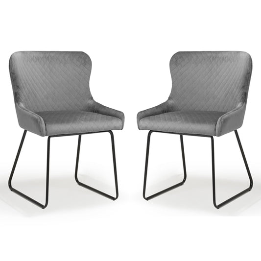 Galway Grey Brushed Velvet Dining Chairs In Pair