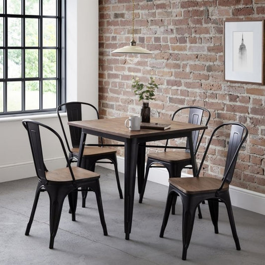 Grafton Square Wooden Dining Table In Mocha Elm With 4 Chairs