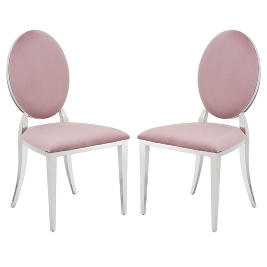 Hampton Pink Velvet Upholstered Dining Chairs In Pair