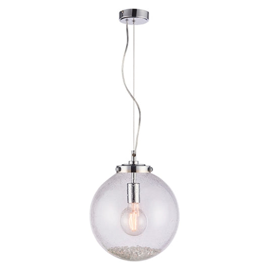 Harbour Small Clear Bubble Glass Ceiling Pendant Light In Chrome