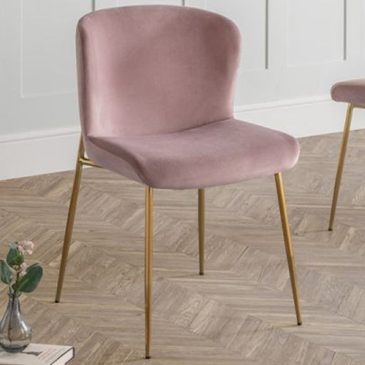 Harper Velvet Dining Chair In Dusky Pink
