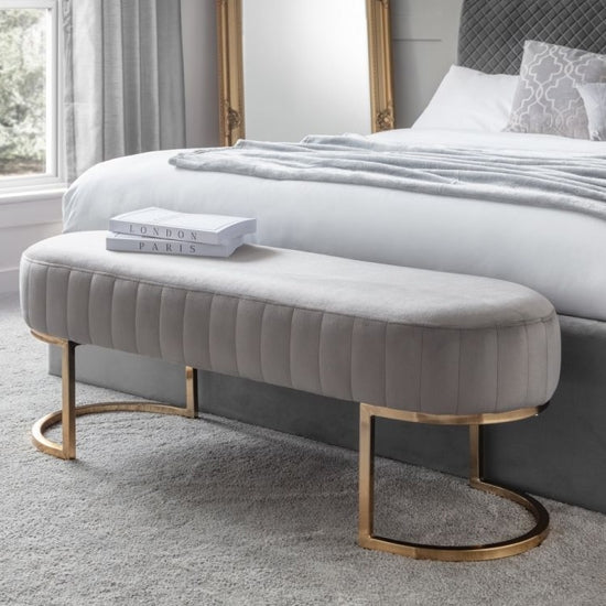 Harrogate Velvet Upholstered Hallway Bench In Grey