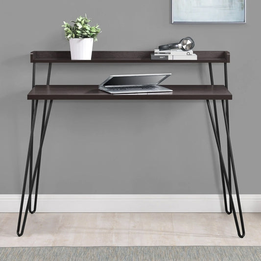 Haven Wooden Retro Laptop Desk With Riser In Espresso