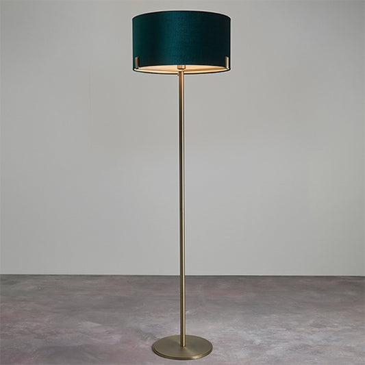 Hayfield Rich Green Cylinder Shade Floor Lamp In Nickel
