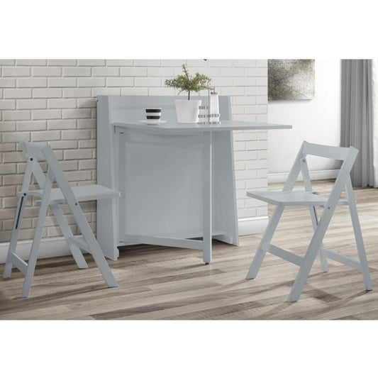 Helsinki Wooden Compact Folding 2 Seater Dining Set In Light Grey
