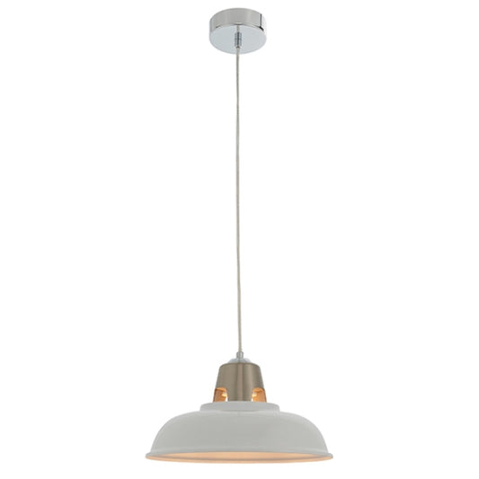Henley Gloss Vintage White Ceiling Pendant Light In Satin Nickel