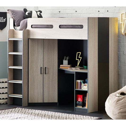Hercules High Sleeper Bunk Bed In Woodgrain And Anthracite
