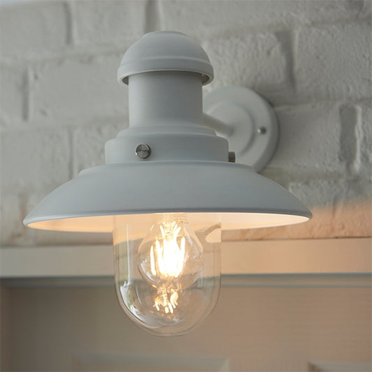 Hereford Clear Glass Shade Wall Light In Gloss Stone