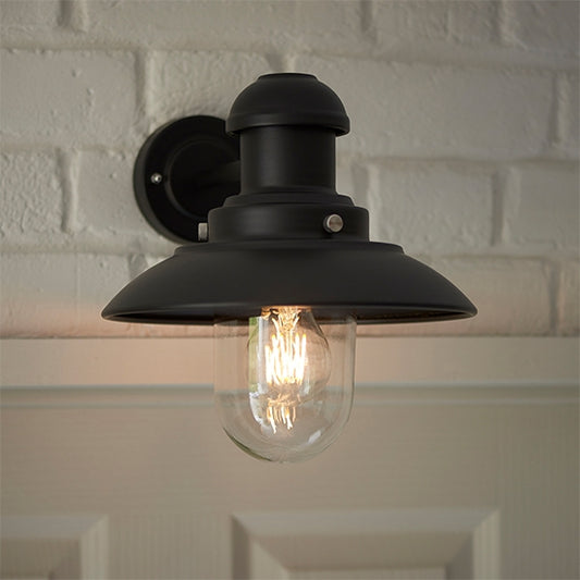 Hereford Clear Glass Shade Wall Light In Matt Black