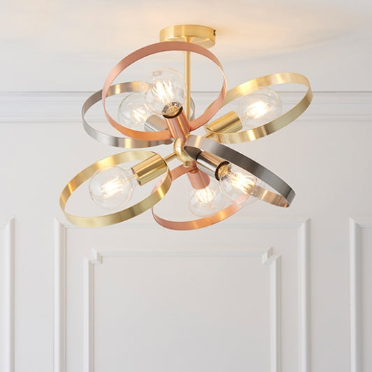 Hoop 6 Lights Ceiling Pendant Light In Brushed Brass