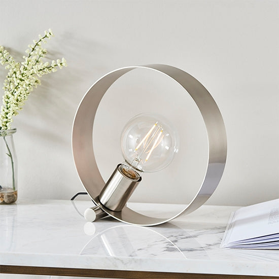 Hoop LED Table Lamp In Brushed Nickel