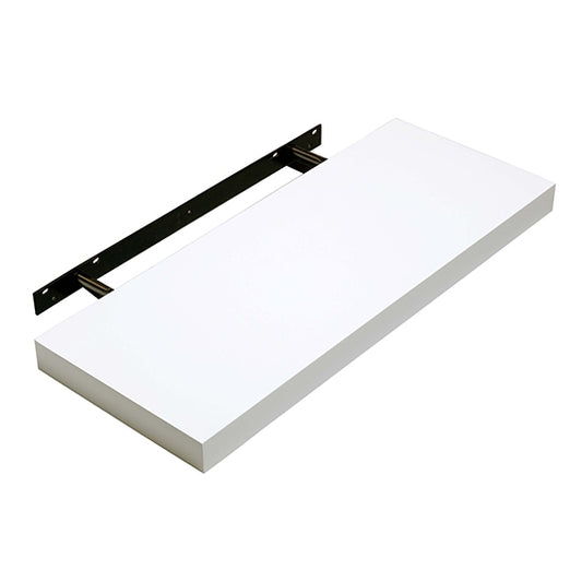 Hudson Large Wooden Floating Box Wall Shelf In White High Gloss
