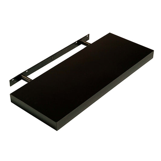Hudson Medium Wooden Floating Box Wall Shelf In Black High Gloss