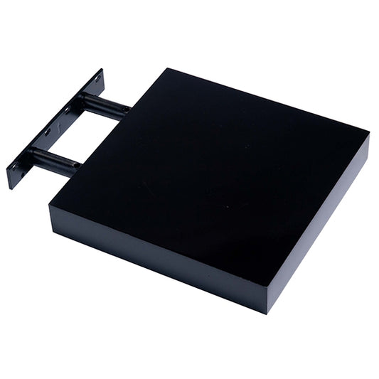 Hudson Small Wooden Floating Box Wall Shelf In Black High Gloss