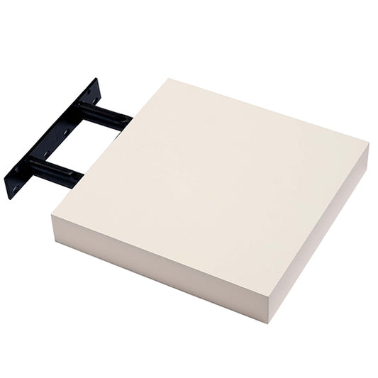Hudson Small Wooden Floating Box Wall Shelf In Cream High Gloss