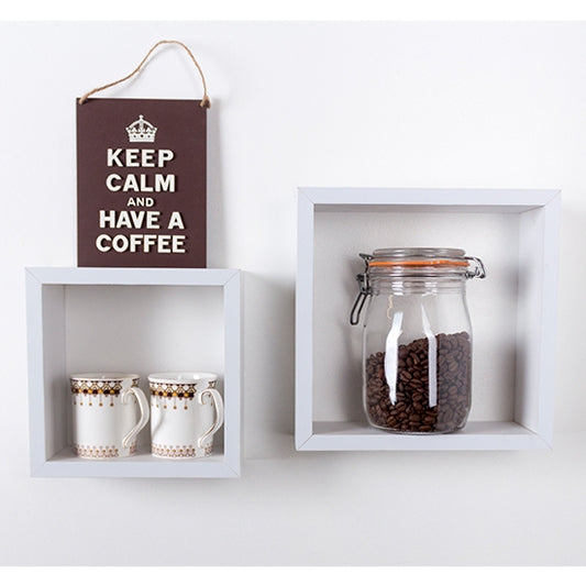 Hudson Wooden Set Of 2 Cubes Wall Shelf In Matt White