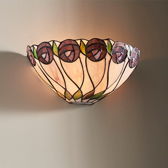 Hutchinson Tiffany Glass Wall Light In Matt Black