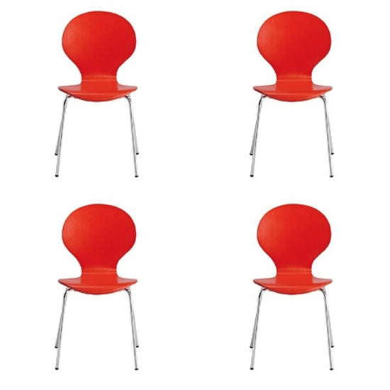 Ibiza Set Of 4 Dining Chairs In Red