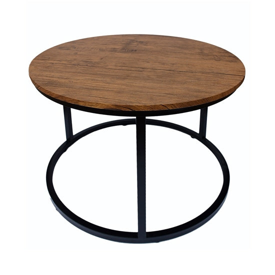 Java Wooden Coffee Table In Oak With Black Metal Frame