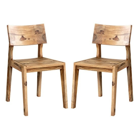 Jodhpur Wooden Natural Sheesham Dining Chairs In Pair