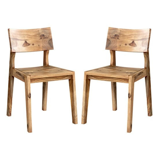 Jodhpur Wooden Natural Sheesham Dining Chairs In Pair