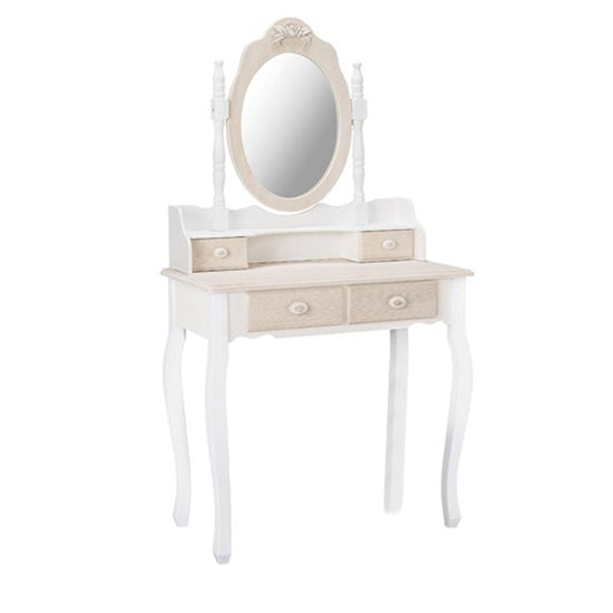Juliette Wooden Dressing Table With Mirror In Cream And White