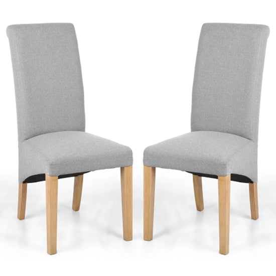 Kenna Grey Linen Effect Dining Chairs In Light Pair