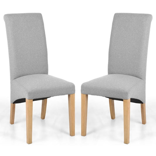 Kenna Grey Linen Effect Dining Chairs In Light Pair