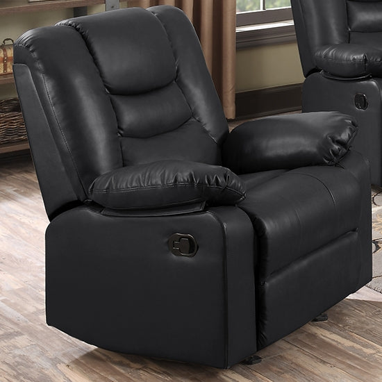 Kirk PU Leather Recliner 1 Seater Sofa In Black