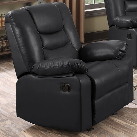 Kirk PU Leather Recliner 1 Seater Sofa In Black