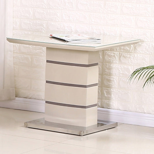 Knightsbridge Lamp Table In Cappuccino And Champagne With Stainless Steel Base