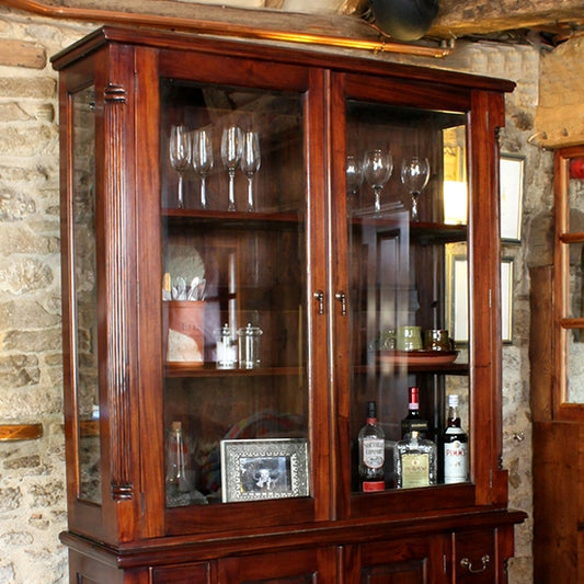 La Roque Wooden Hutch Display Cabinet In Mahogany