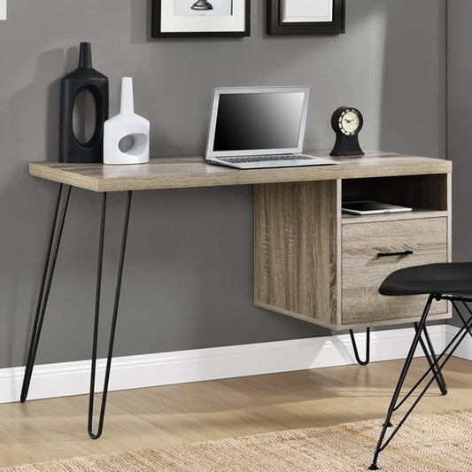 Landon Wooden Computer Desk In Distressed Grey Oak