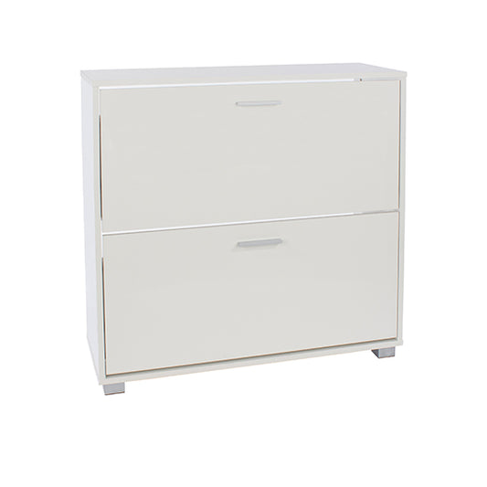 Elmont Wooden Shoe Storage Cabinet With 2 Flap Doors In White