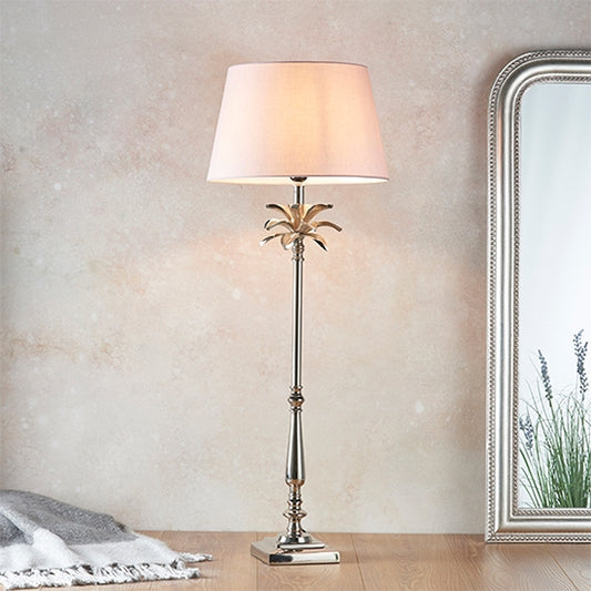 Leaf And Evie Pink Shade Table Lamp In Polished Nickel