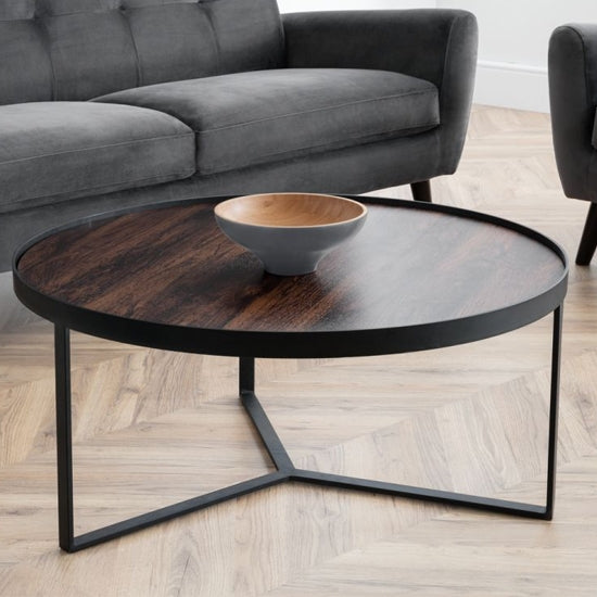 Loft Walnut Wooden Coffee Table With Black Metal Frame